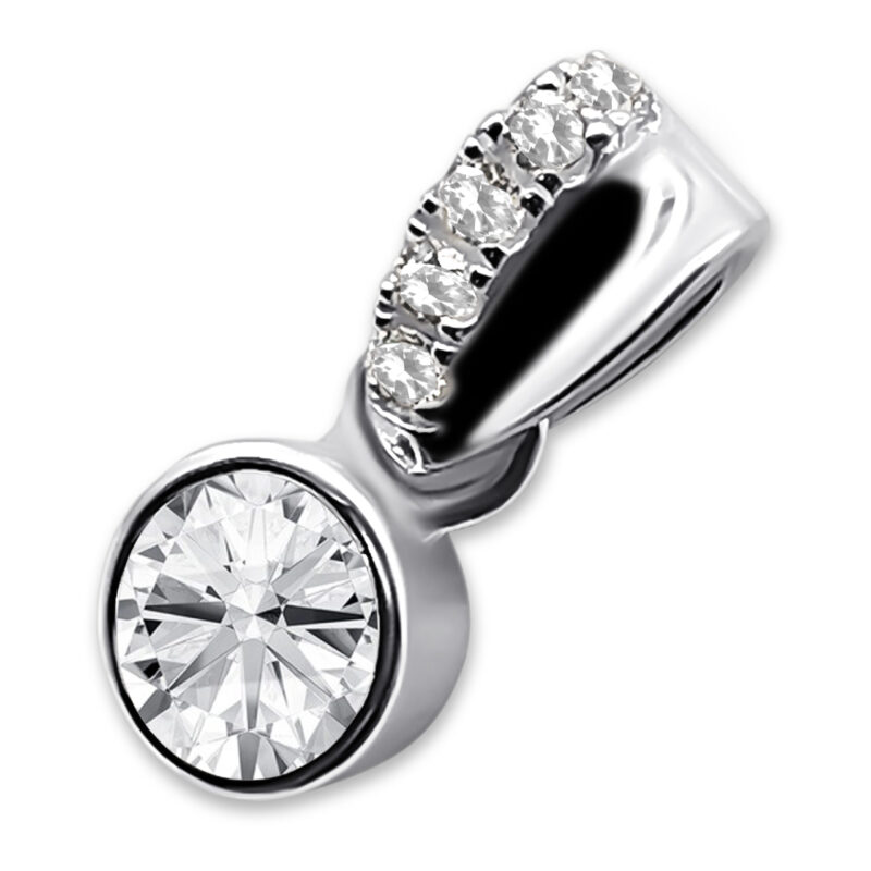 Anhänger mit weißem Zirkonia – 14 x 6 mm