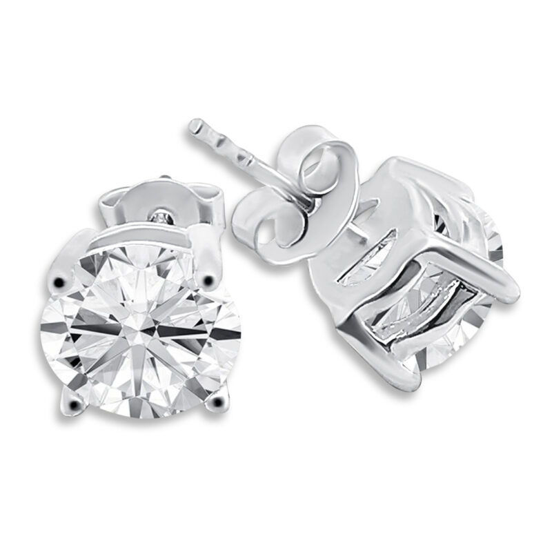 Strahlende Zirkon-Ohrstecker – 8 mm – Weiß