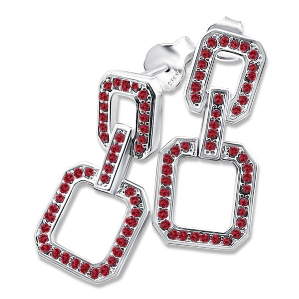 ear studs-argentium-red-zirconia-like-chain