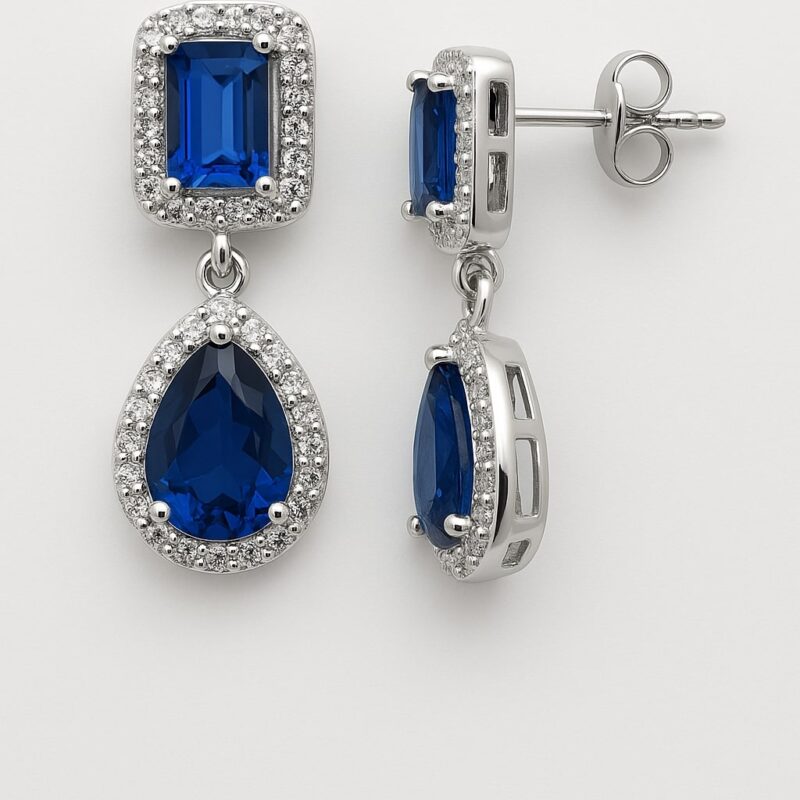 Ohrstecker „Blue Royal Drop“ – 960 Argentium Silber