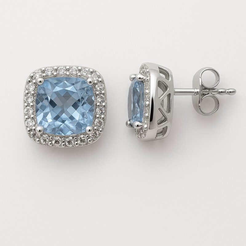 Ohrstecker „Blue Sky Square“ – 960 Argentium Silber