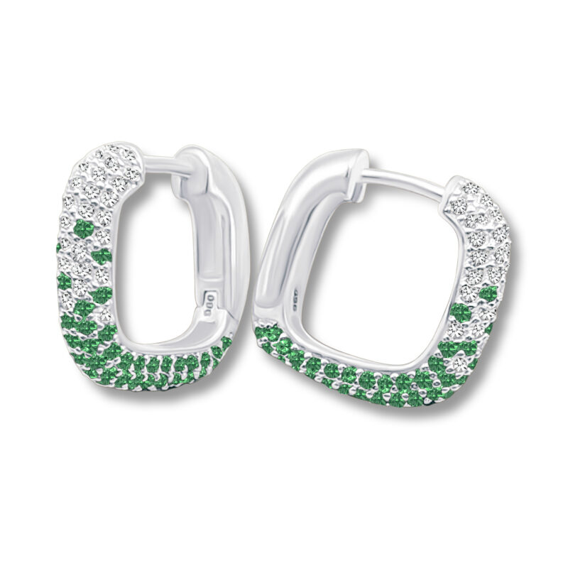 Creolen „Verdant Spark – Emerald Gradient“ – 960 Argentium Silber