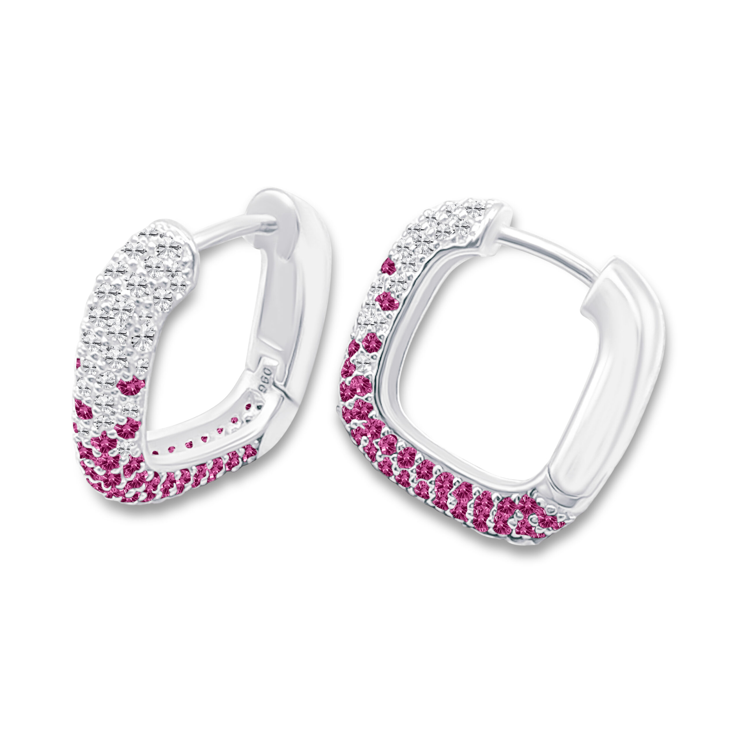 Creolen „Verdant Spark – Ruby Gradient“ – 960 Argentium Silber