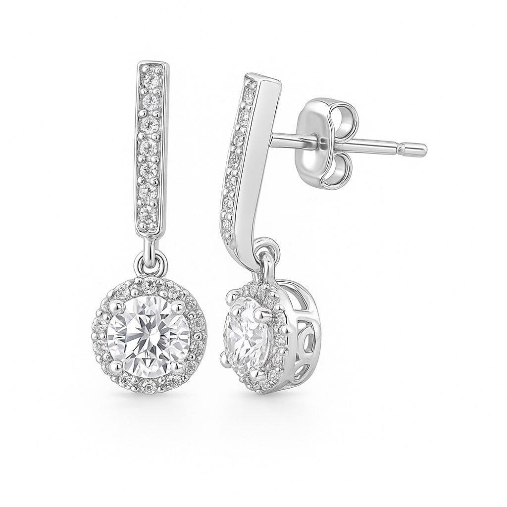 Ohrstecker „Crystal Swing Halo“ – 960 Argentium Silber