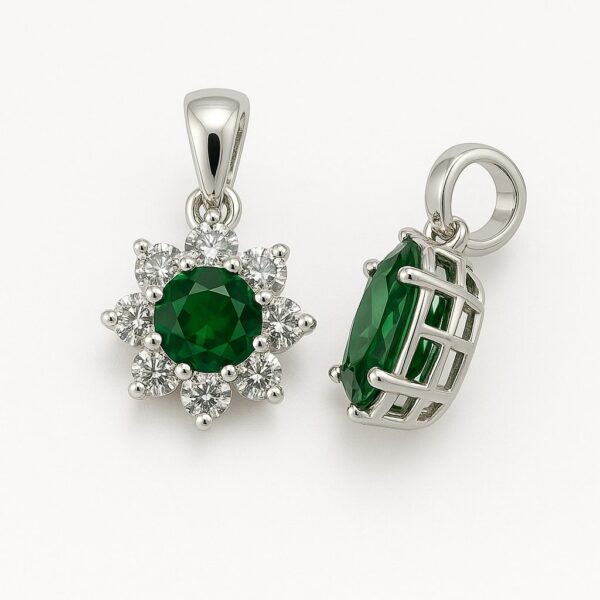 Anhänger „Emerald Bloom Cluster“ – 960 Argentium Silber
