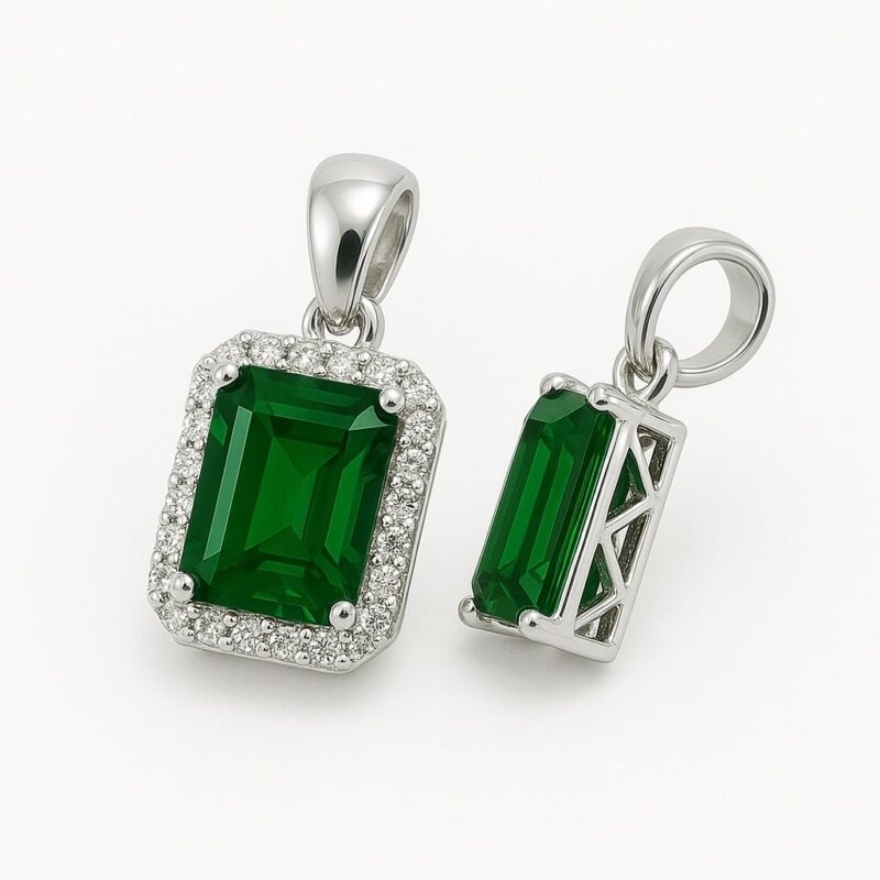 Anhänger „Emerald Icon Halo“ – 960 Argentium Silber