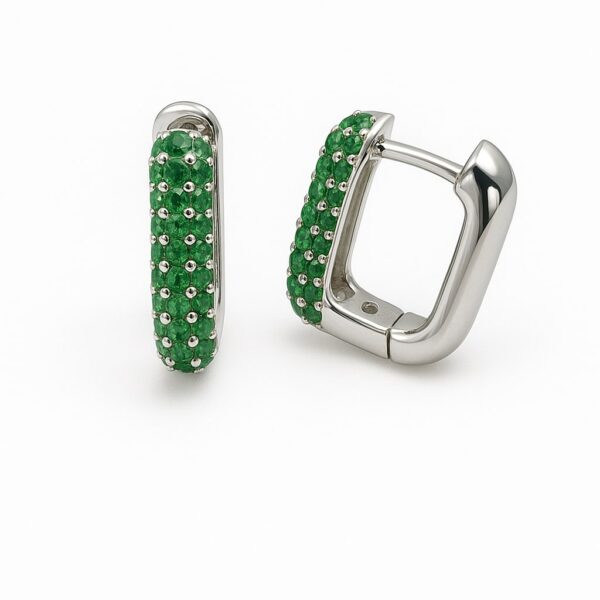 Creolen „Emerald Pavé Glow“ – 960 Argentium Silber