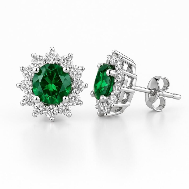 Ohrstecker „Emerald Royal Blossom“ – 960 Argentium Silber