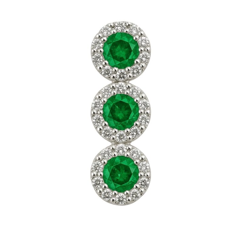 Anhänger „Emerald Trilogy Halo“ – 960 Argentium Silber
