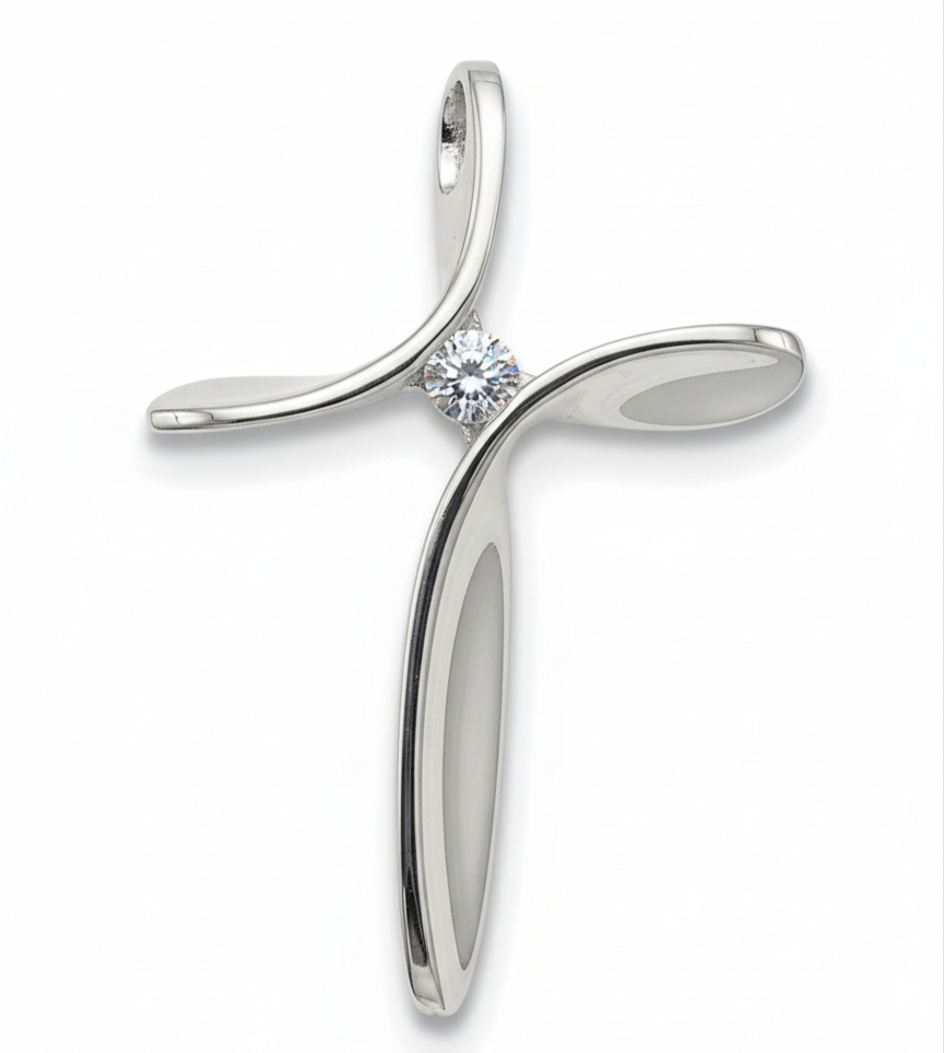 Kreuz-Anhänger „Flowing Grace“ – 960 Argentium Silber
