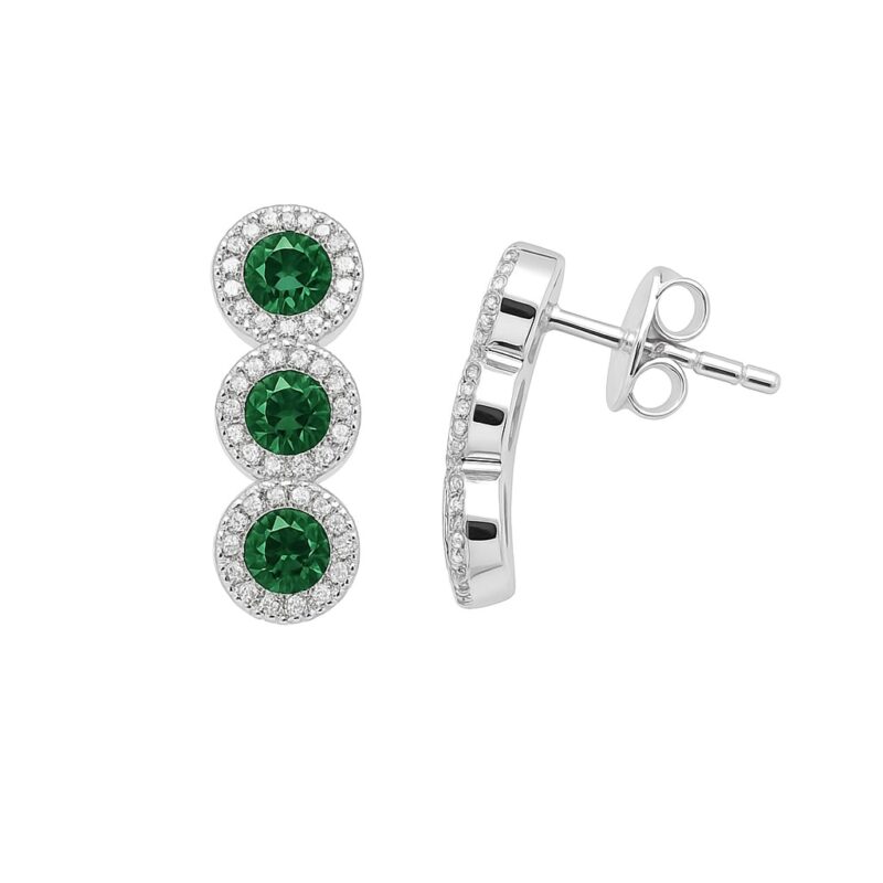 Ohrstecker „Emerald Glow Trio“ – 960 Argentium Silber