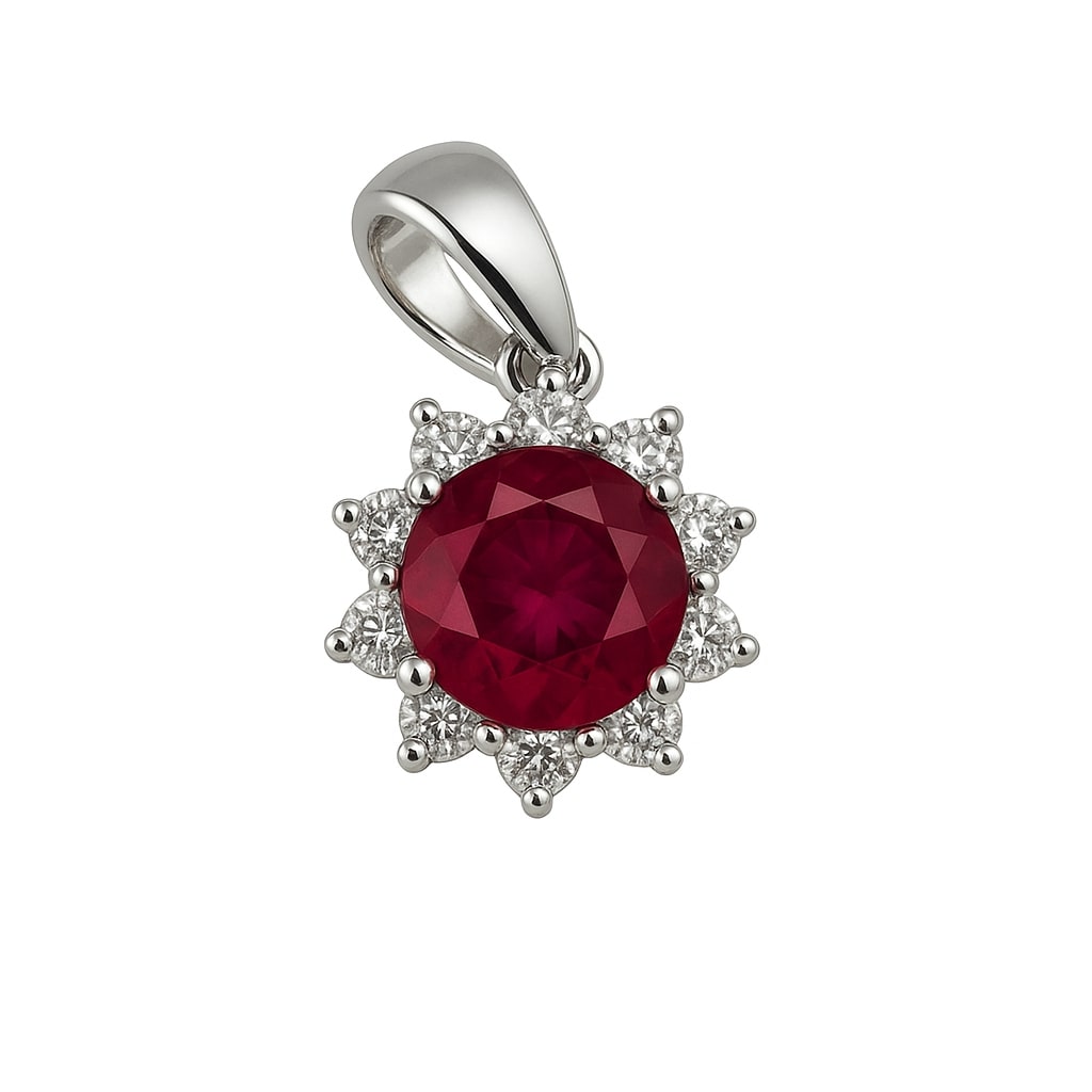 Anhänger „Ruby Bloom Cluster“ – 960 Argentium Silber