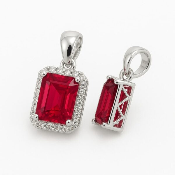 Anhänger „Ruby Icon Halo“ – 960 Argentium Silber