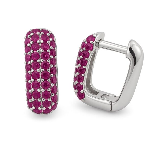 Creolen „Ruby Pavé Glow“ – 960 Argentium Silber