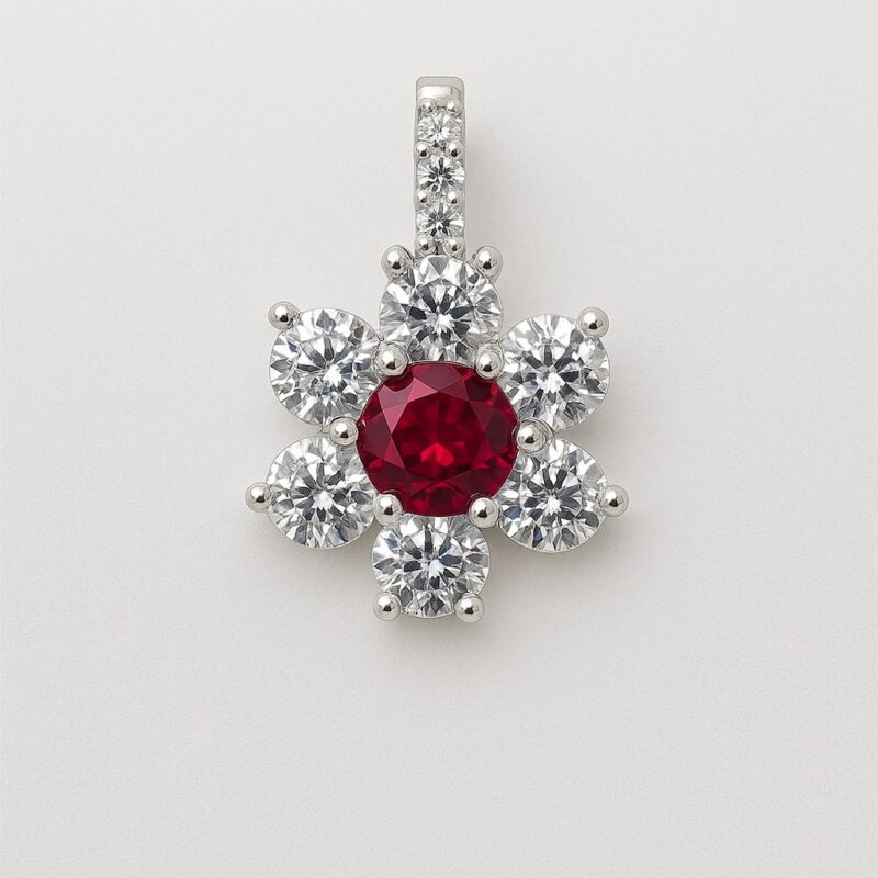 Anhänger „Ruby Petal“ – 960 Argentium Silber
