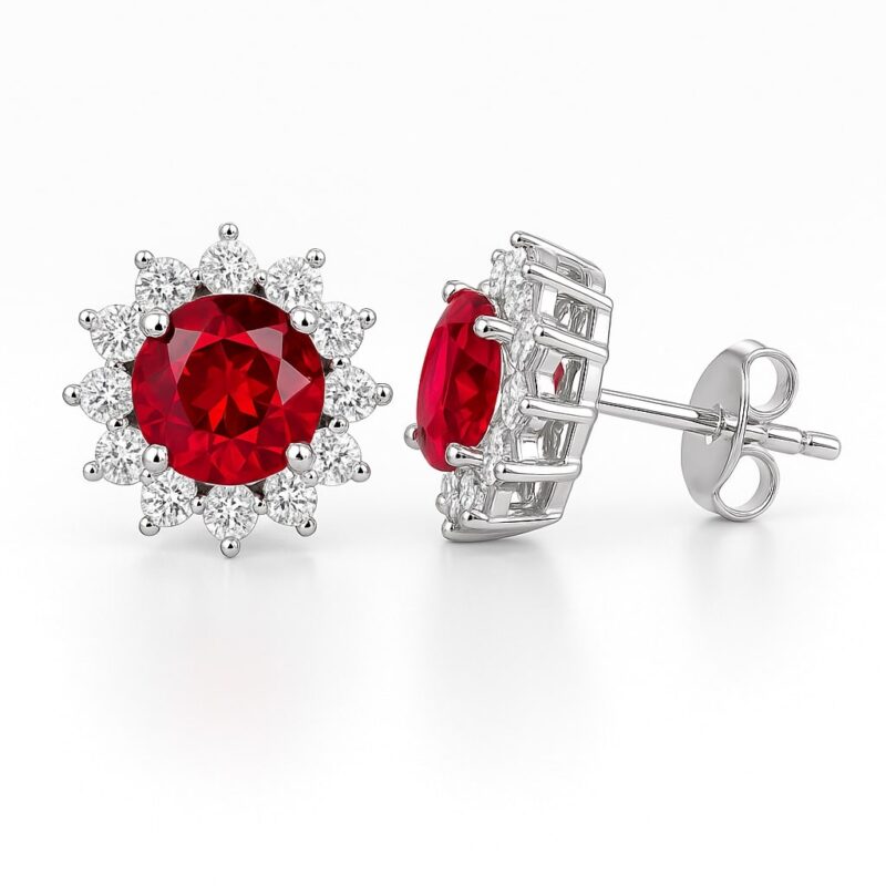 Ohrstecker „Ruby Royal Blossom“ – 960 Argentium Silber