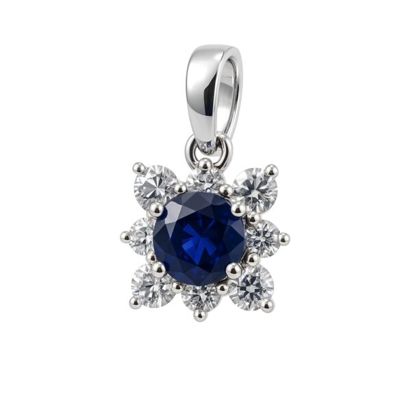 Anhänger „Sapphire Bloom“ – 960 Argentium Silber