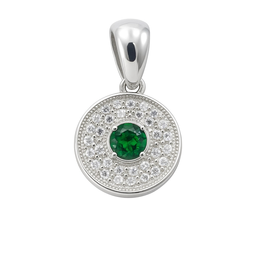 Anhänger „Verde Halo“ – 960 Argentium Silber