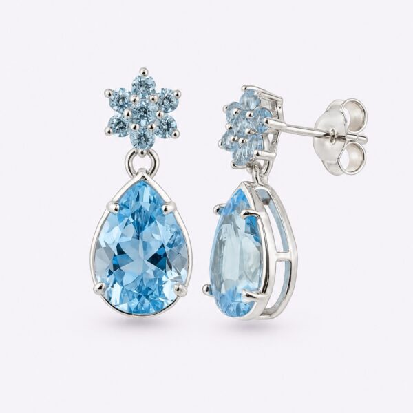 Blue Blossom Drop – Ohrstecker aus 960 Argentium Silber