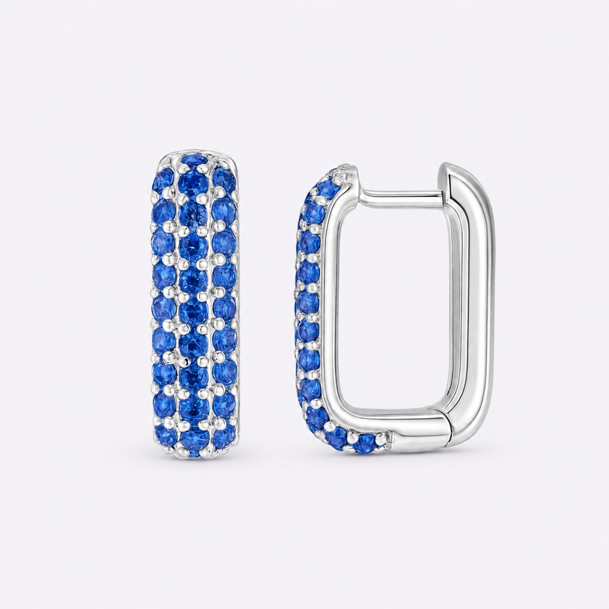 Blue Code – Creolen aus 960 Argentium Silber