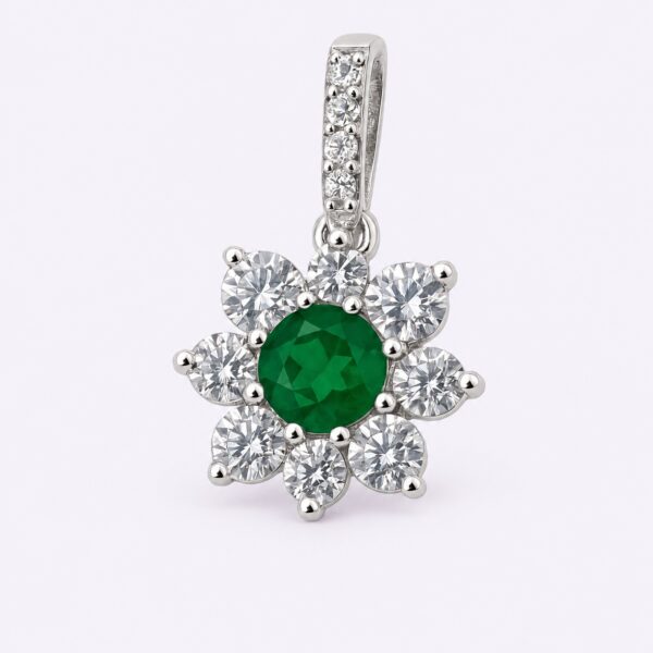 Anhänger „Emerald Bloom“ – 960 Argentium Silber
