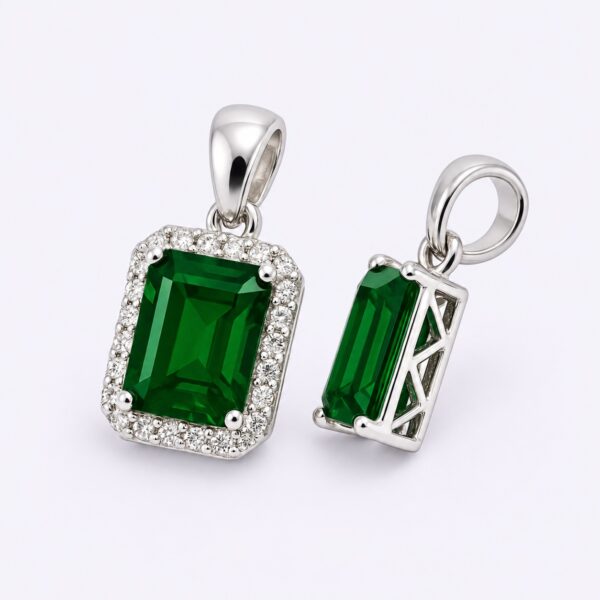 Anhänger „Emerald Icon Halo“ – 960 Argentium Silber