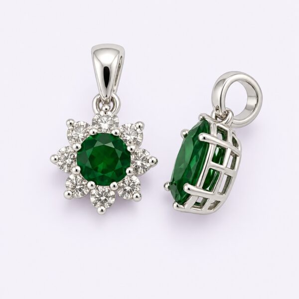 Anhänger „Emerald Royal Blossom“ – 960 Argentium Silber