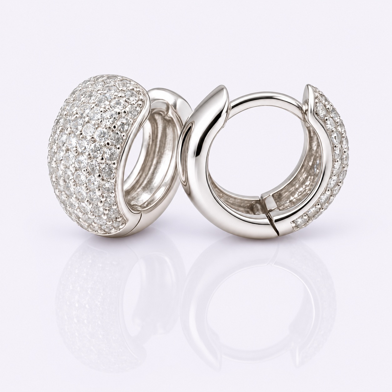Creolen „Pavé Dome“ – 960 Argentium Silber