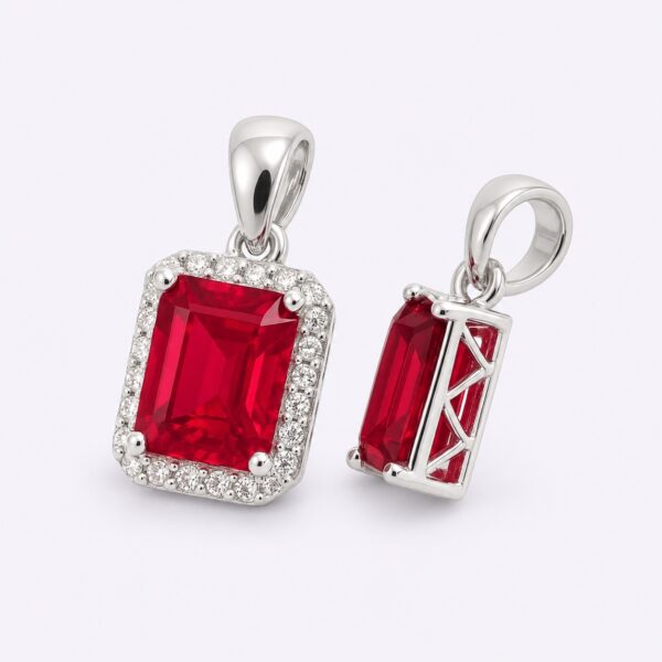 Anhänger „Ruby Icon Halo“ – 960 Argentium Silber