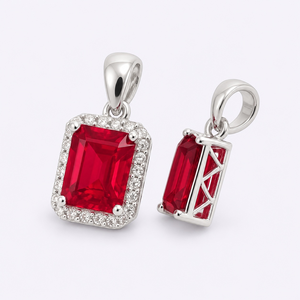 Anhänger „Ruby Icon Halo“ – 960 Argentium Silber