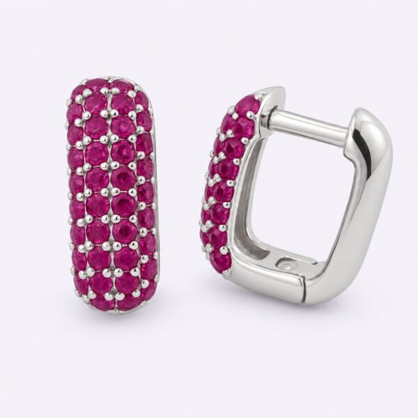 Creolen „Ruby Pavé Glow“ – 960 Argentium Silber