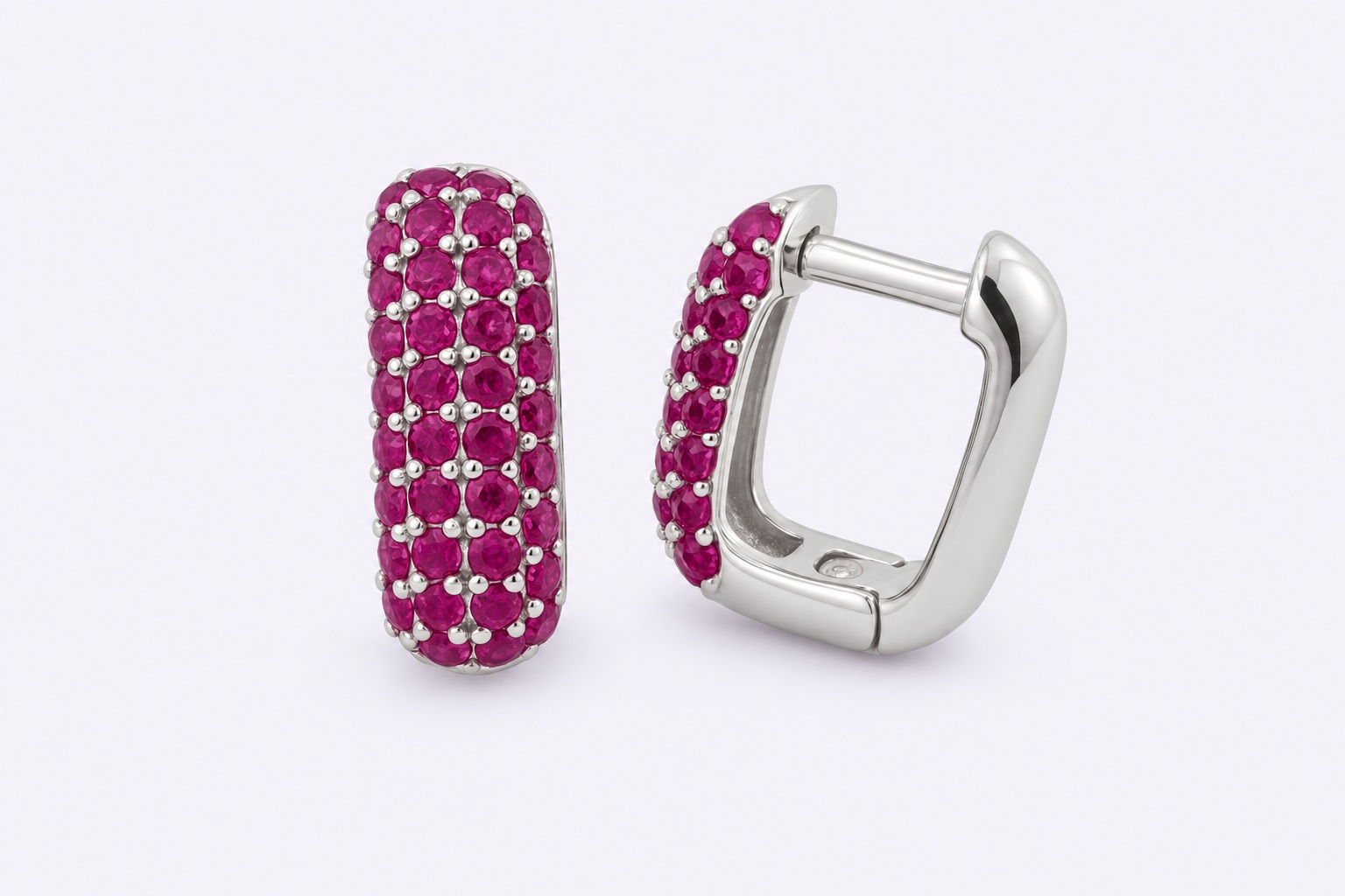 Creolen „Ruby Pavé Glow“ – 960 Argentium Silber