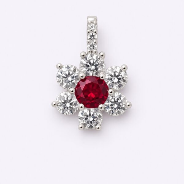 Anhänger „Ruby Petal“ – 960 Argentium Silber