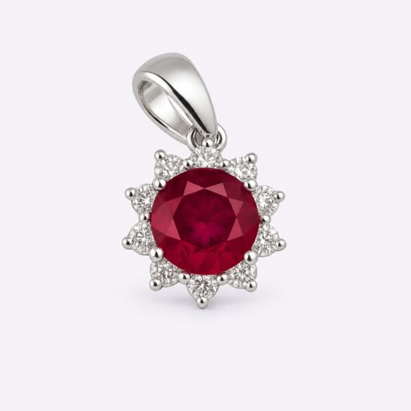 Anhänger „Ruby Royal Blossom“ – 960 Argentium Silber
