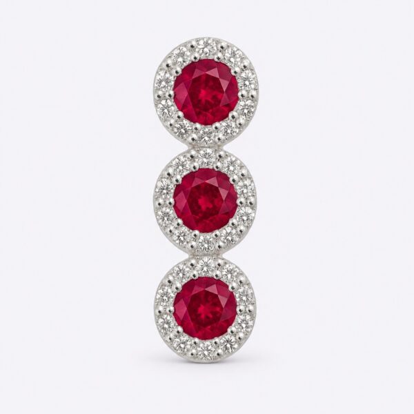 Anhänger „Ruby Trilogy Halo“ – 960 Argentium Silber