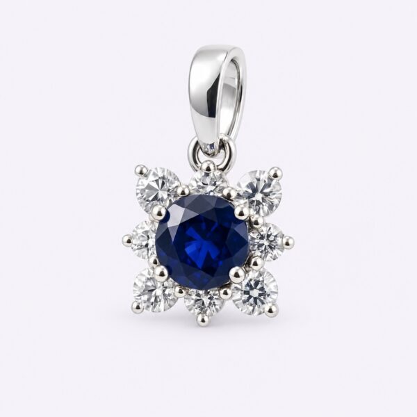 Anhänger „Sapphire Bloom“ – 960 Argentium Silber