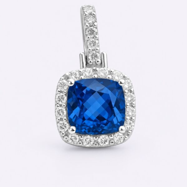 Anhänger „Sapphire Crownlight Halo“ – 960 Argentium Silber