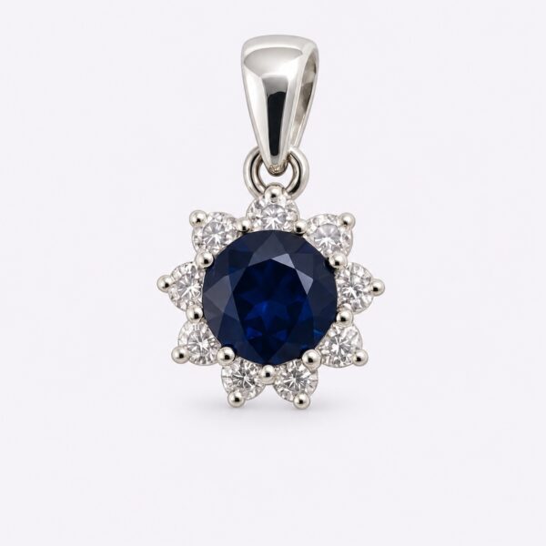 Anhänger „Sapphire Royal Blossom“ – 960 Argentium Silber