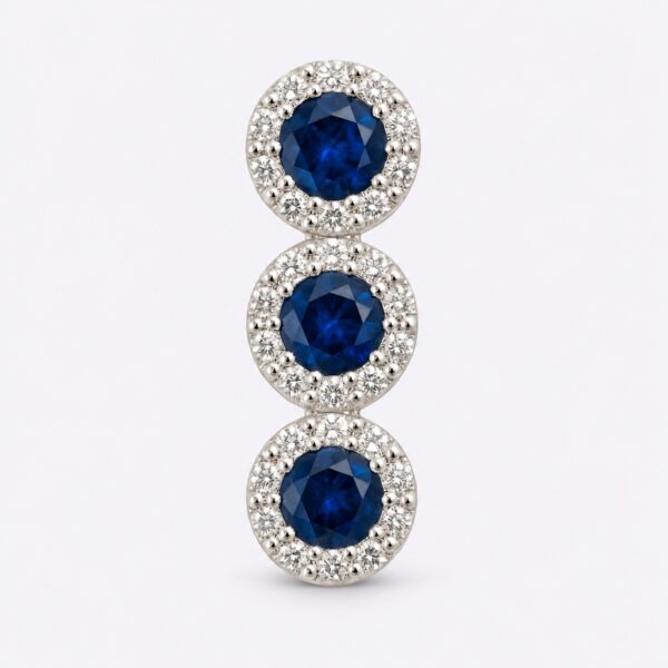 Anhänger „Sapphire Trilogy Halo“ – 960 Argentium Silber