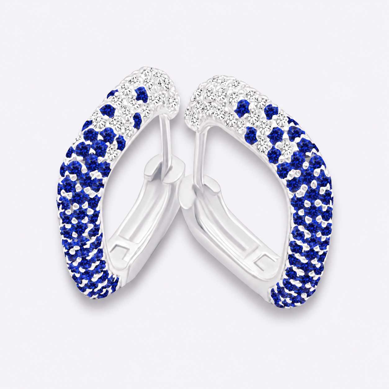 Creolen „Verdant Spark – Sapphire Gradient“ – 960 Argentium Silber