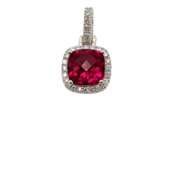 Ruby Flame Halo – Anhänger aus 960 Argentium Silber