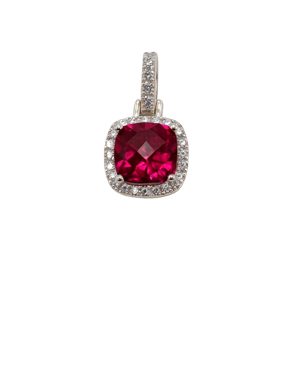 Ruby Flame Halo – Anhänger aus 960 Argentium Silber