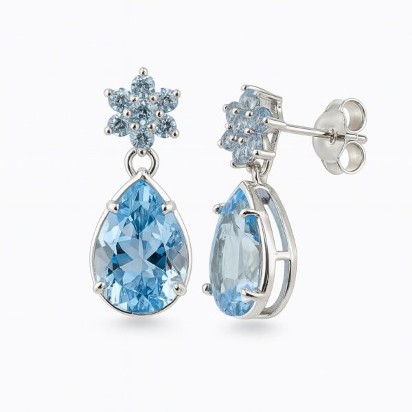 Blue Blossom Drop – Ohrstecker aus 960 Argentium Silber