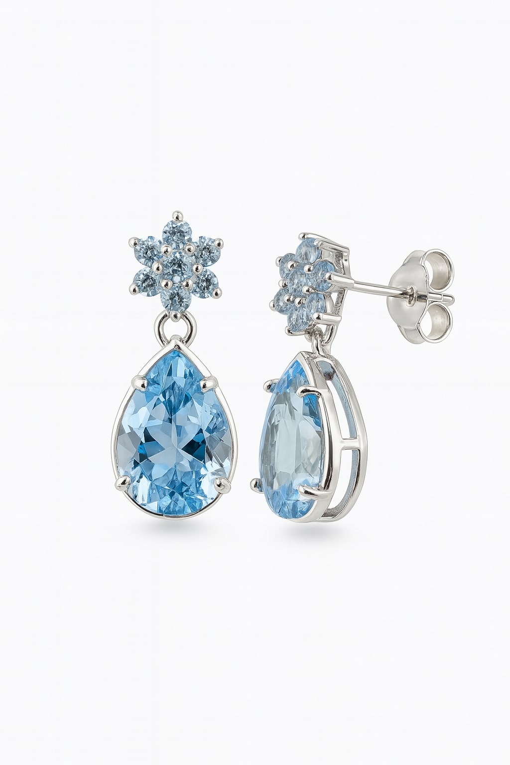 Blue Blossom Drop – Ohrstecker aus 960 Argentium Silber