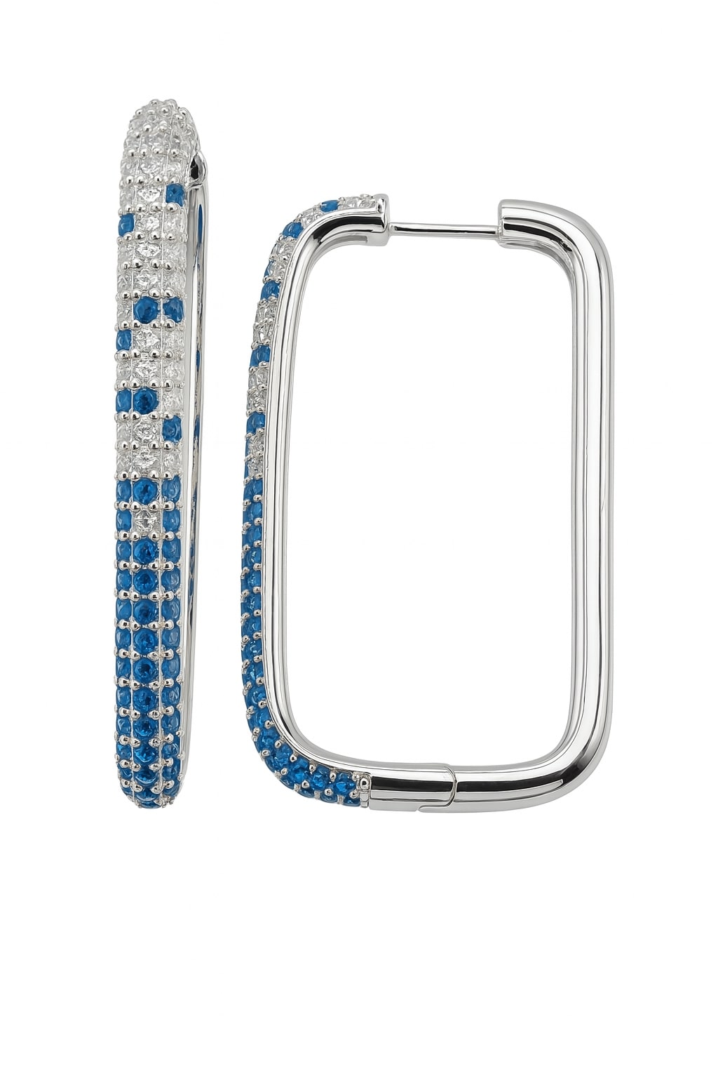 Blue Code – Creolen aus 960 Argentium Silber