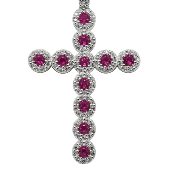 Divine Ruby – Kreuzanhänger aus 960 Argentium Silber