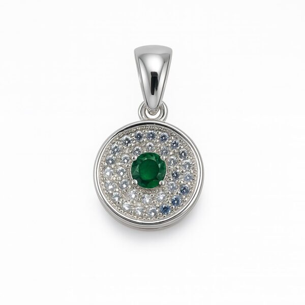Emerald Halo Radiance – Anhänger aus 960 Argentium Silber