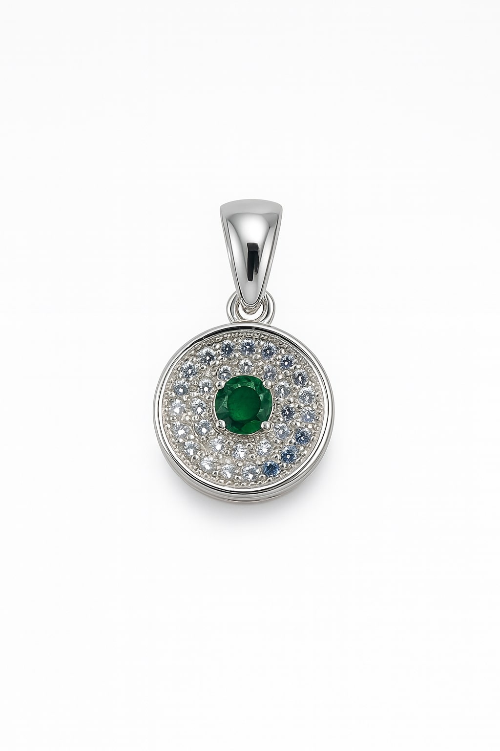 Emerald Halo Radiance – Anhänger aus 960 Argentium Silber