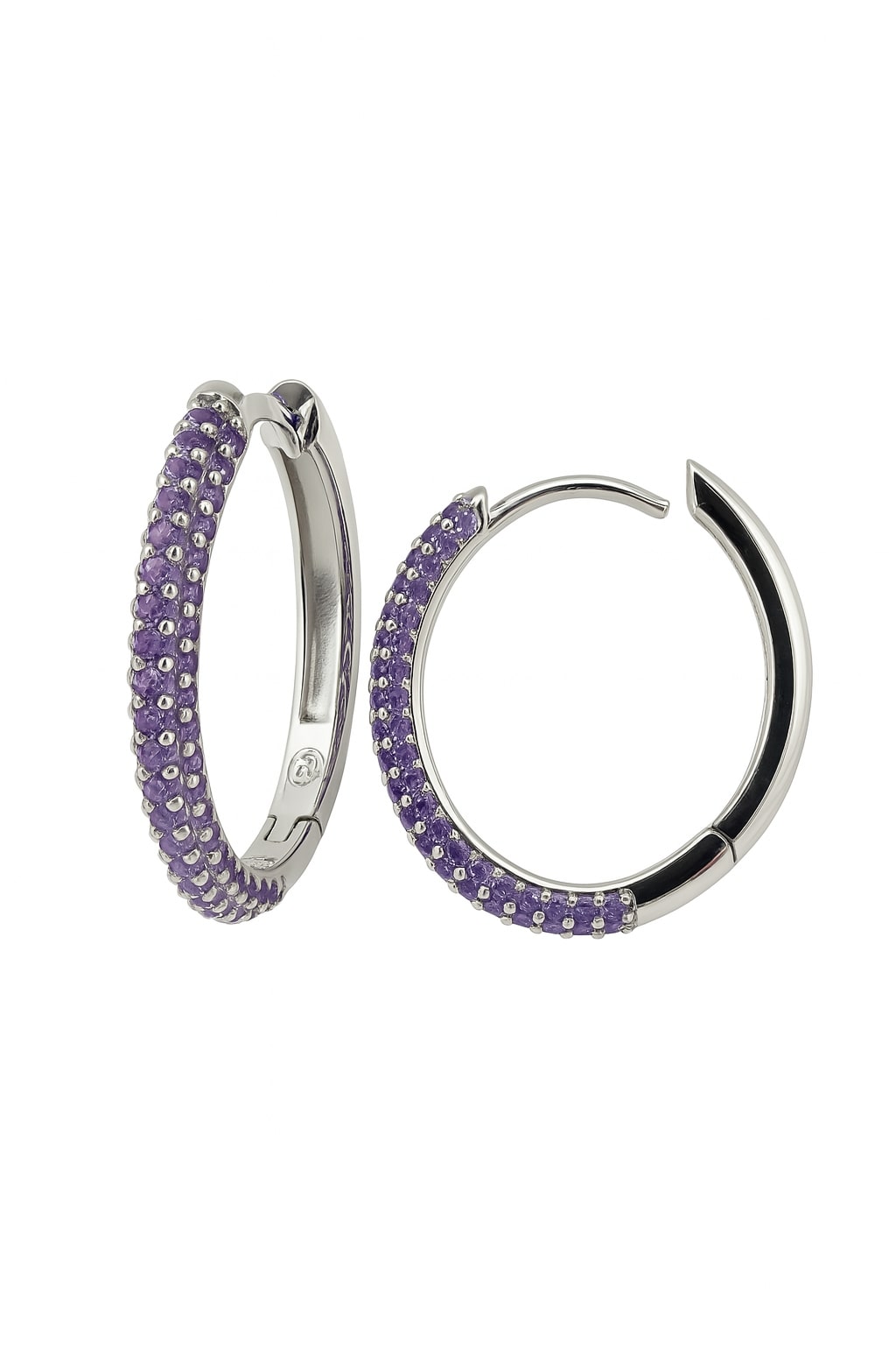 Lilac Stripes – Creolen aus 960 Argentium Silber