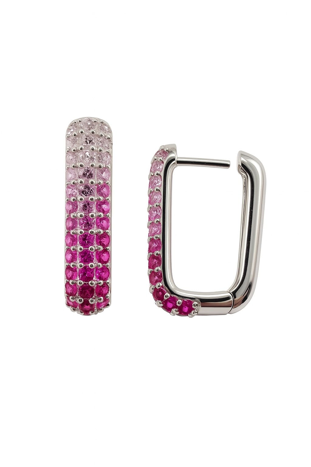 Pink Fade – Creolen aus 960 Argentium Silber